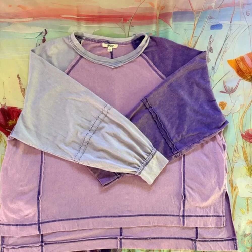 Blue Velvet Color Relax Fit Top in Purple Size Small - Picture 5 of 9